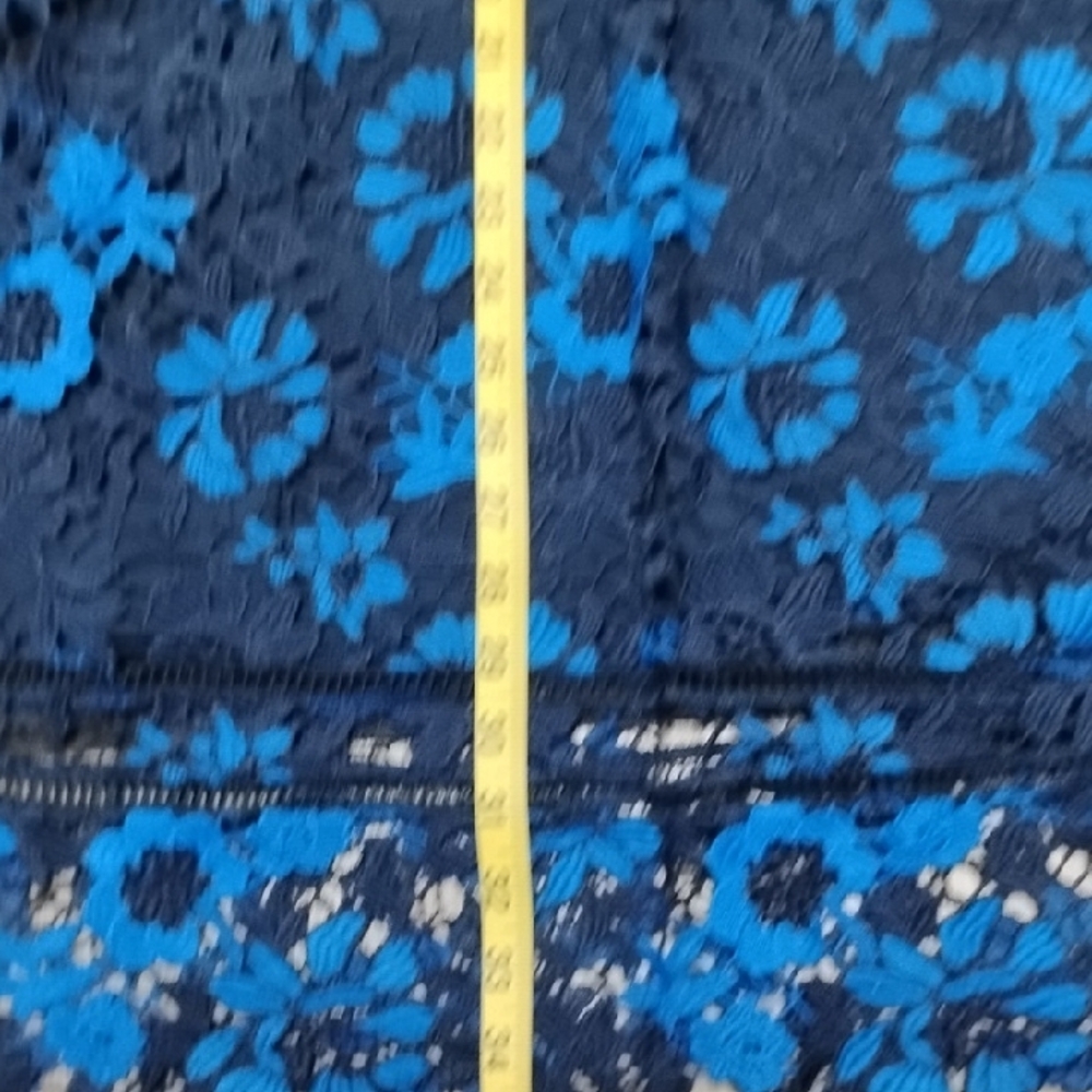 Tahari Blue Floral Lace Spaghetti-Strap Dress - Picture 13 of 15